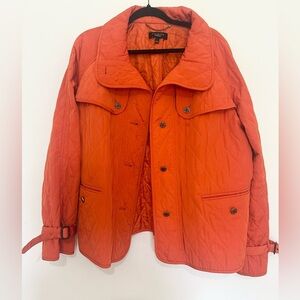 Talbots Diamond Quilted Chore Coat Jacket Pumpkin Orange Fall, Size Large